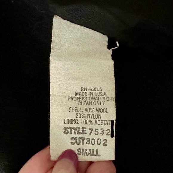 Vintage 80s blue & black cropped wool coat women’s small - Picture 5 of 5